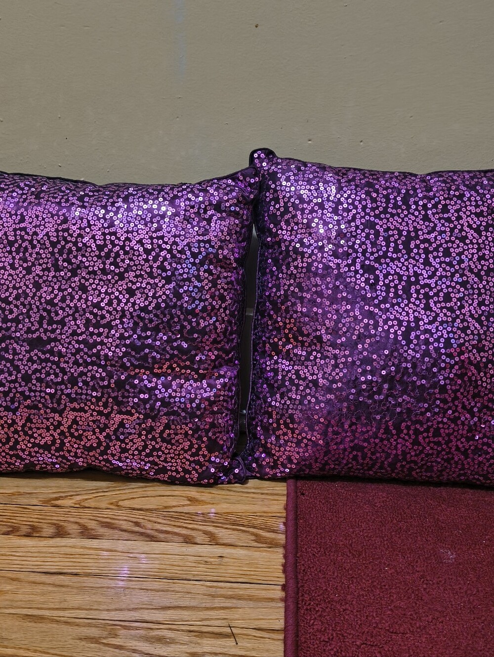 Sequined Purple Decorative Pillow Pair